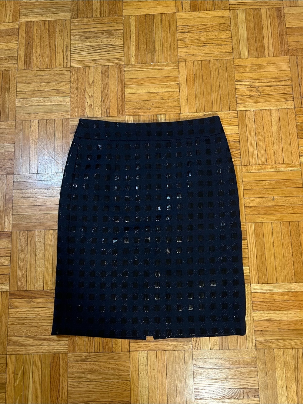 Office Chic Banana Republic Navy Blue w Black Square-Pattern Pencil Skirt size 4